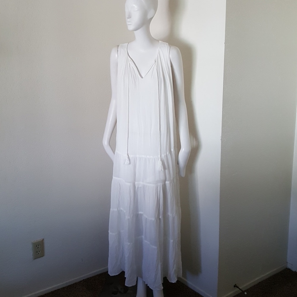 Anthropologie heartloom cotton maxi dress white Xs